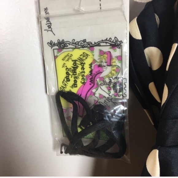 NWT Betsey Johnson Polkadot Shift Dress Black Sz 2 - Picture 7 of 7